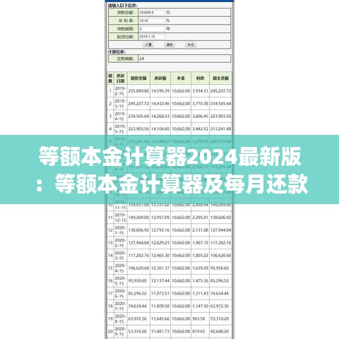 等額本金計(jì)算器2024最新版：等額本金計(jì)算器及每月還款明細(xì) 