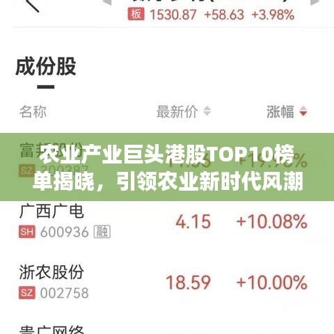 農(nóng)業(yè)產(chǎn)業(yè)巨頭港股TOP10榜單揭曉，引領(lǐng)農(nóng)業(yè)新時代風潮